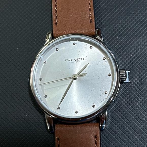Coach Grand Watch With 36mm Silver Face & Brown Leather Band - Picture 1 of 6